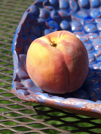Peach on a Blue Platter